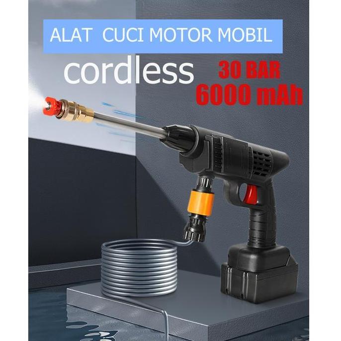 Semprotan Air Steam Cuci Motor Mobil High Pressure 30 Bar Cordless Rechargeable Battery