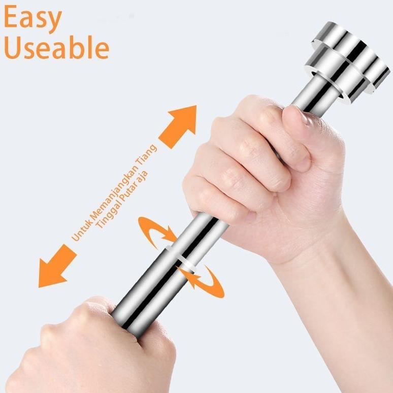 Gh-6 Stainless Steel Tiang Gorden Batang Tirai Fleksible Tanpa Paku Gantungan Serbaguna Tongkat Pipa