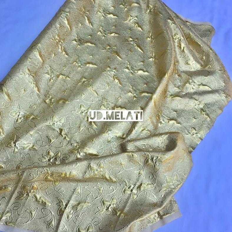 Eshalmall  - Kain Kaloke Bali Motif Tulip Gold,Silver,Merah,Hitam | Kain Dekorasi | Kain Wastra Jg-8