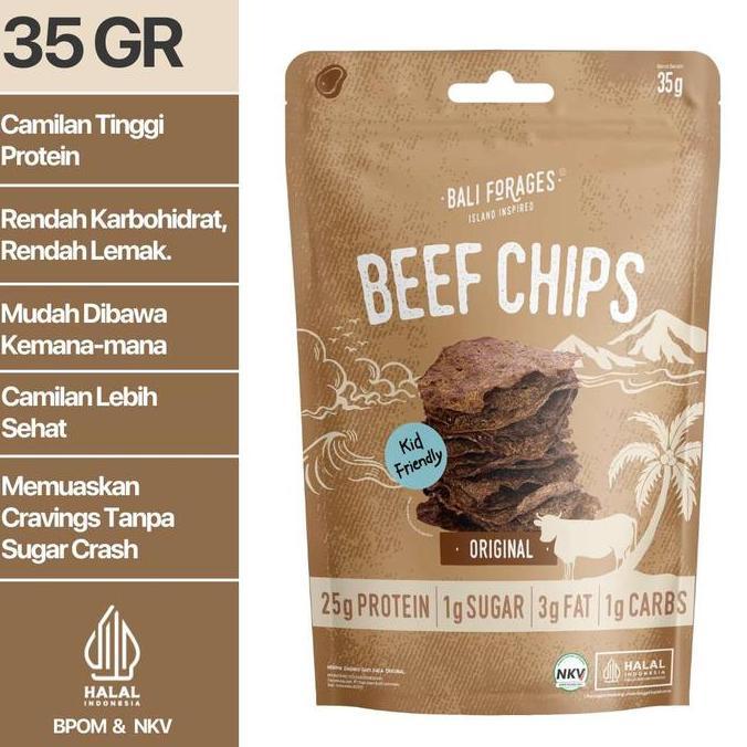 kamanadita6 - bali forages beef chips original 35gr camilan tinggi protein rendah karbohidrat halal 