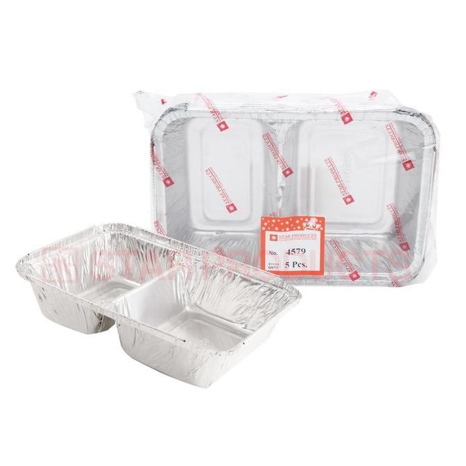 Aluminium Tray 4579-P / 900ml isi 25pc sekat 2 + Tutup