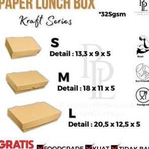 Paper Lunch Box Kraft Slip Laminasi | Kotak Makanan | Kertas Paper Kotak Makanan Coklat Uk Small, Me