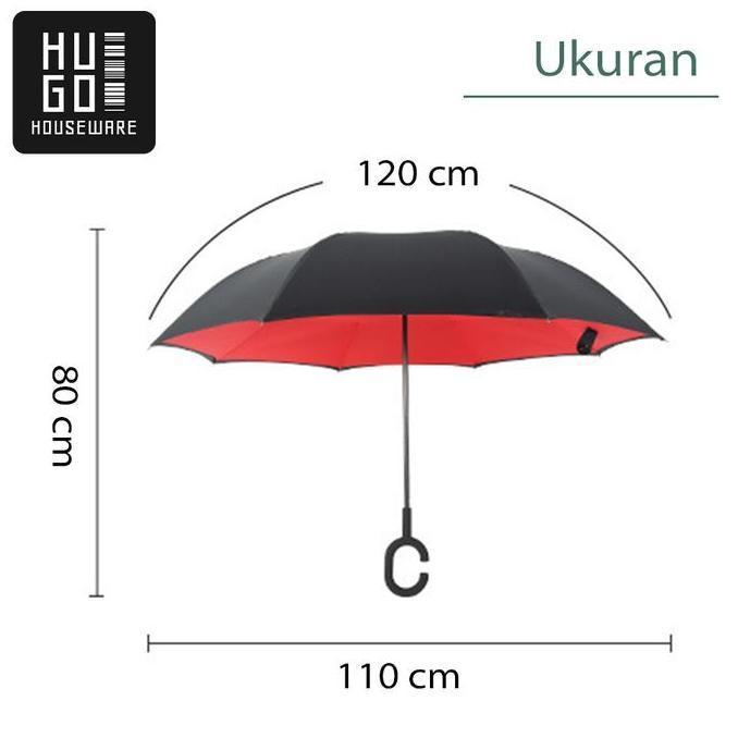 HUGO Payung Terbalik Reverse Umbrella Payung Mobil Besar Gagang C