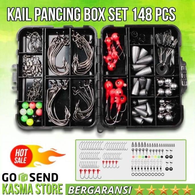 Kail Pancing Fishing Hook Tackle Box Set Perlengkapan Mancing 148 PCS