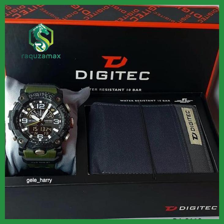 (ORIGINAL) DIGITEC DA-3118T DA3118 DA 3118 HIJAU GRATIS DOMPET JAM TANGAN PRIA WANITA KANTOR CASUAL 