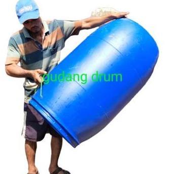 drum plastik 200L tutup lubang kecil II, tong air 100-200L,tong sampah plastik 100-200L,pot tanaman 