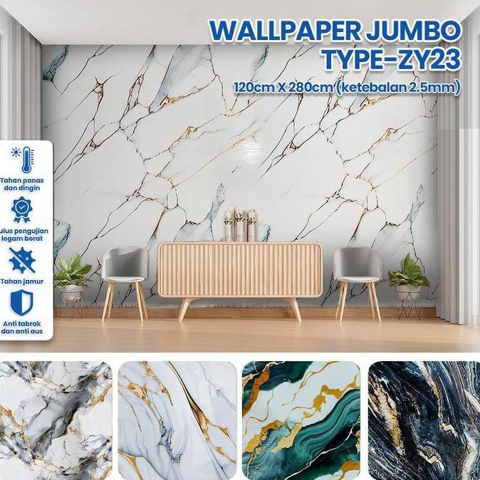 Wallpaper Dinding Marmer Glossy Wallpaper Dinding 3D Motif Marmer Uk 120X280Cm
