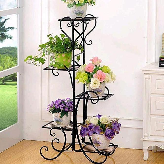 NEW - Rak pot bunga ruang tamu 5susun minimalis Besi Putih