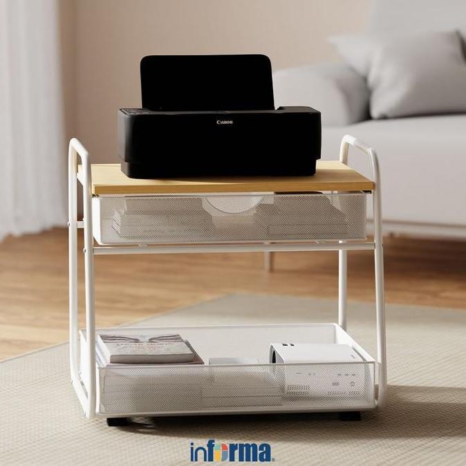 TERLARIS - Informa Stanis Rak Troli 2 Tingkat Dengan Drawer - Putih