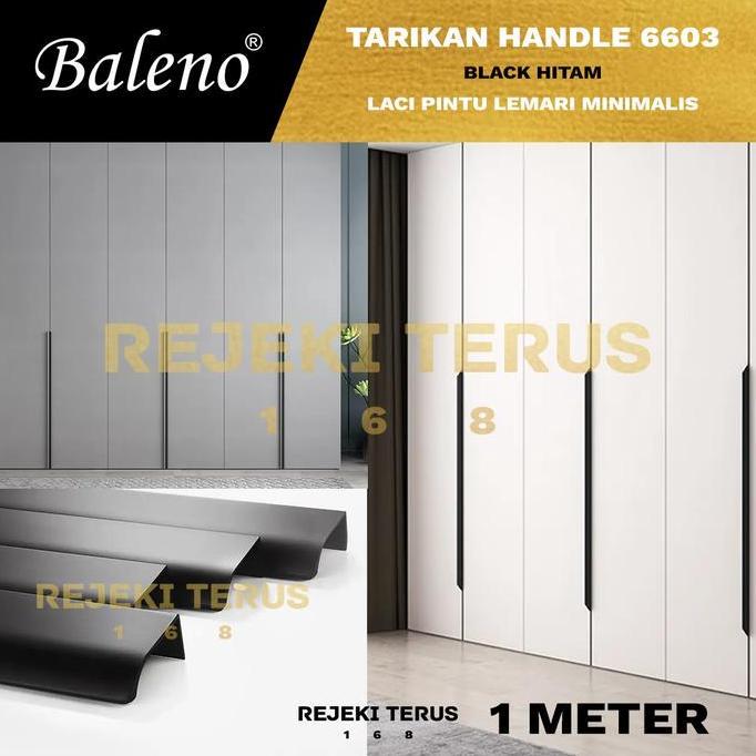 PROMO DISKON - Tarikan 6603 1 METER Handle Pintu Lemari Hitam Black Panjang Minimalis