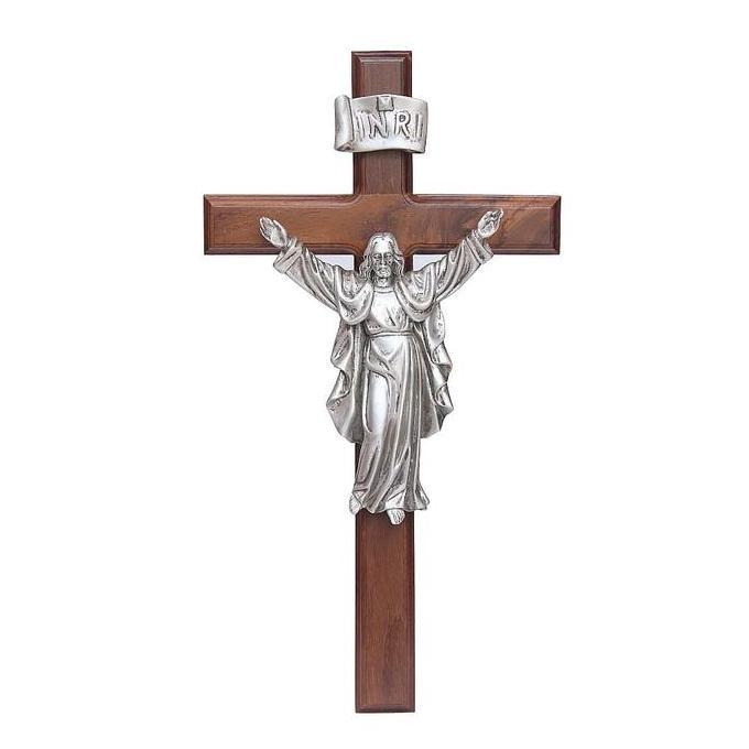 Salib Kayu Jati Dinding Yesus Bangkit 45 cm (ruter bulat)