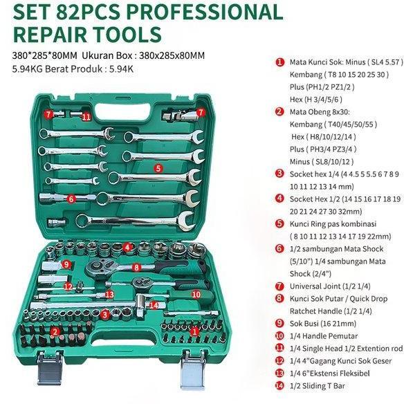 Peralatan tolls lengkap Isku Tool Kit Set 187pcs Tools Set kit Box 187pcs Hand Toolset 187pcs Toolki