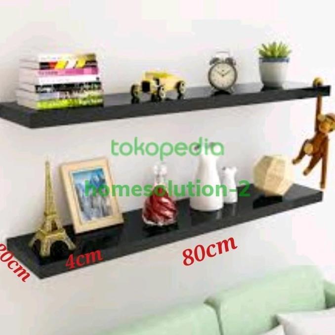 TERMURAH - (80x20x4cm) Rak ambalan dinding gantung kayu minimalis - Putih