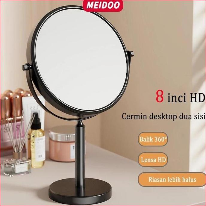 TERMURAH - MEIDOO Cermin rias cermin rias desktop pembesar HD ganda dengan lampu LED tahan lama
