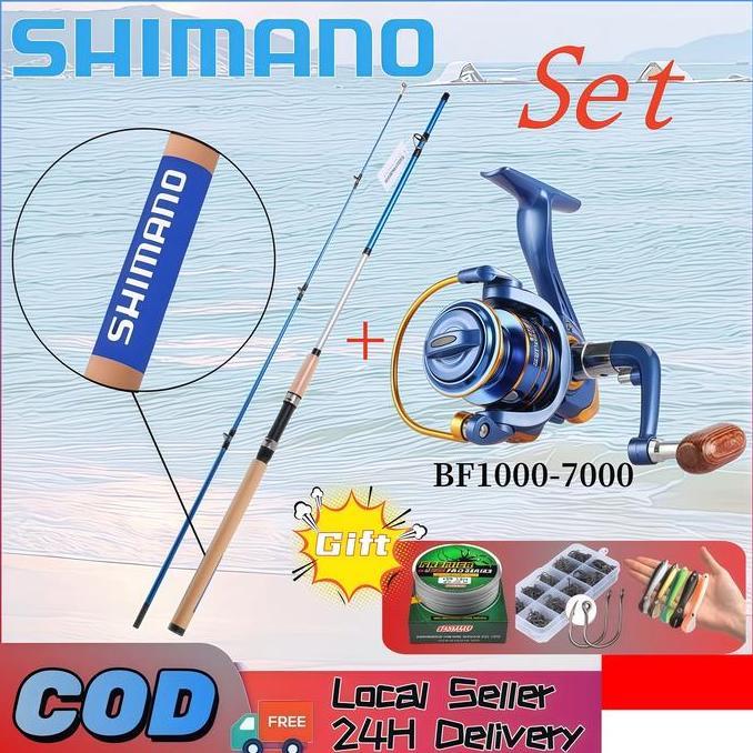 SHIMANO Reel Rod Shimano Pancing Set Reel Berputar Joran Pancing 1 Set Rod Berputar Fishing Rod Port