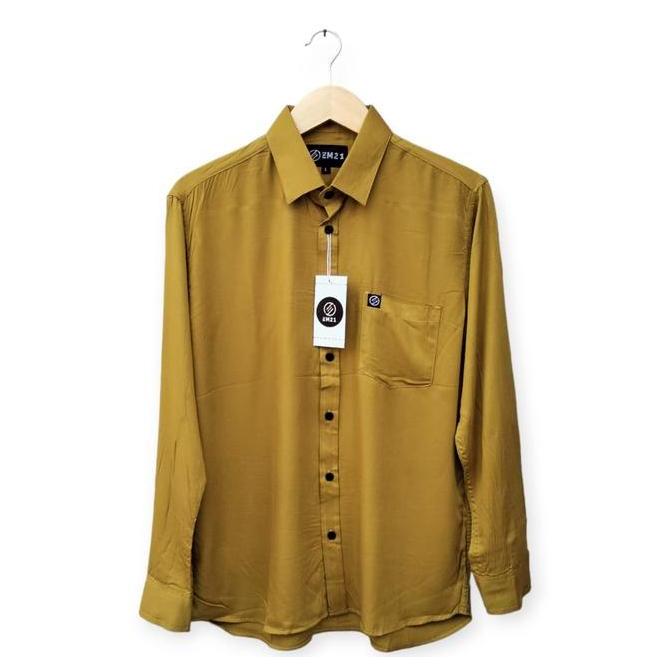 Kemeja Pria Polos Lengan Panjang Premium Baju Kemeja Rayon Premium Dewasa Katun Distro Casual Atasan