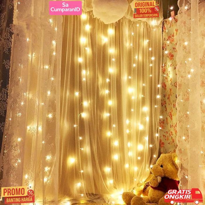 Diskon Lampu Tumbler Led Tirai Dekorasi Hias Natal 3X3 Meter Twinkle Light 100 Led Dekorasi Kamar Mu