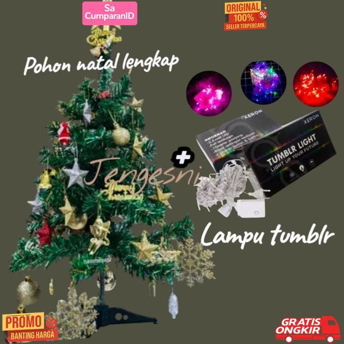 Diskon Pohon Natal Lengkap Aksesoris + Lampu Tumblr 60Cm Pohon Natal Hiasan Dekorasi Natal Terlengka