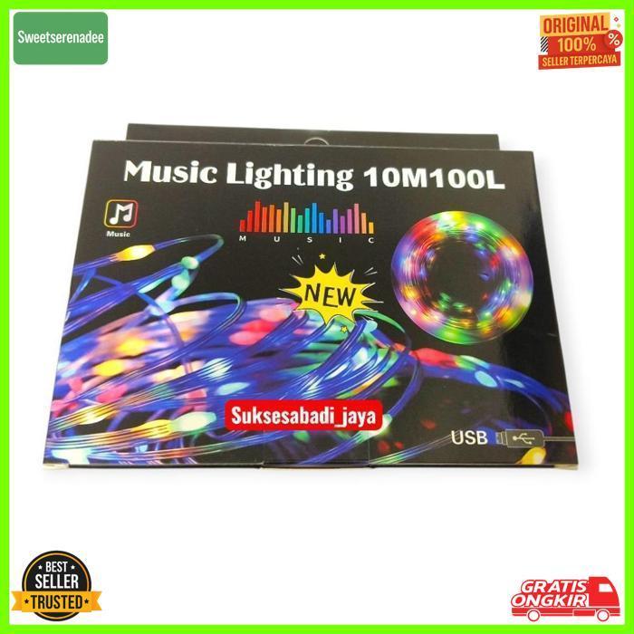 Prermium Lampu Pohon Natal Music Lighting 10Meter 100Led/Lampu Musik 10Meter 100Led (Dekorasi Natal 