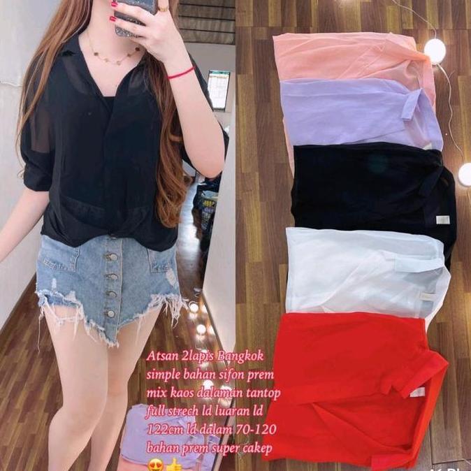 DV327 >> ATASAN SIFON POLOS FREE TANK TOP WANITA|BLOUSE POLOS|ATASAN WANITA KEKINIAN|ATASAN 2IN1