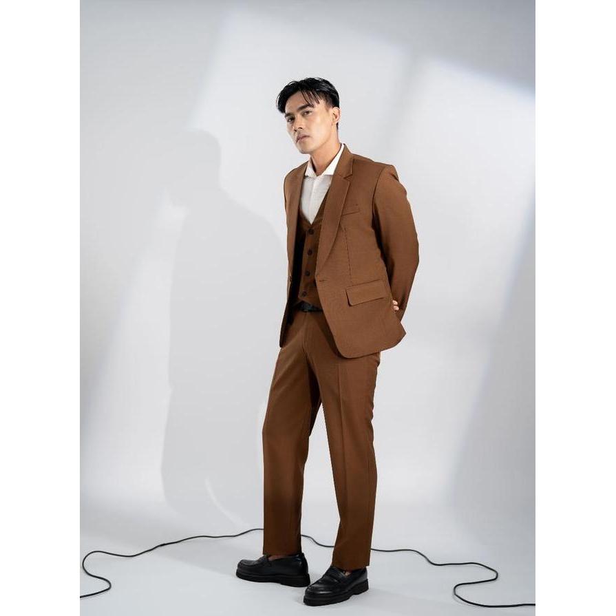 Goldy Outfit Setelan Jas Celana & Rompi Coklat - Vente Series