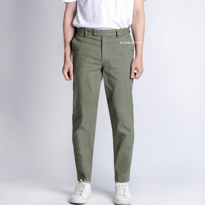 Bluebutton Celana Chino Ankle Pants Slim Fit Celana Panjang Pria Sage