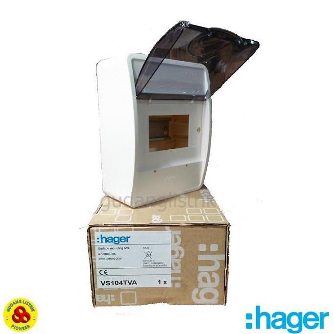 HAGER BOX MCB 4 GROUP OUTBOW TEMPEL VS104TVA TUTUP TRANSPARANT