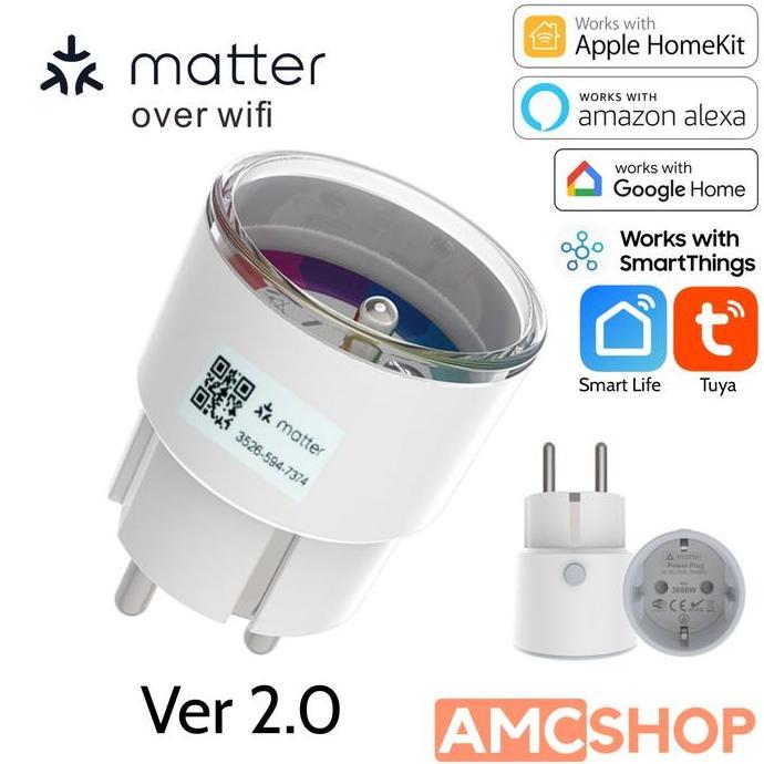 AMC Matter EU Smart Plug Apple HomeKit Colokan Stop Kontak Wireless
