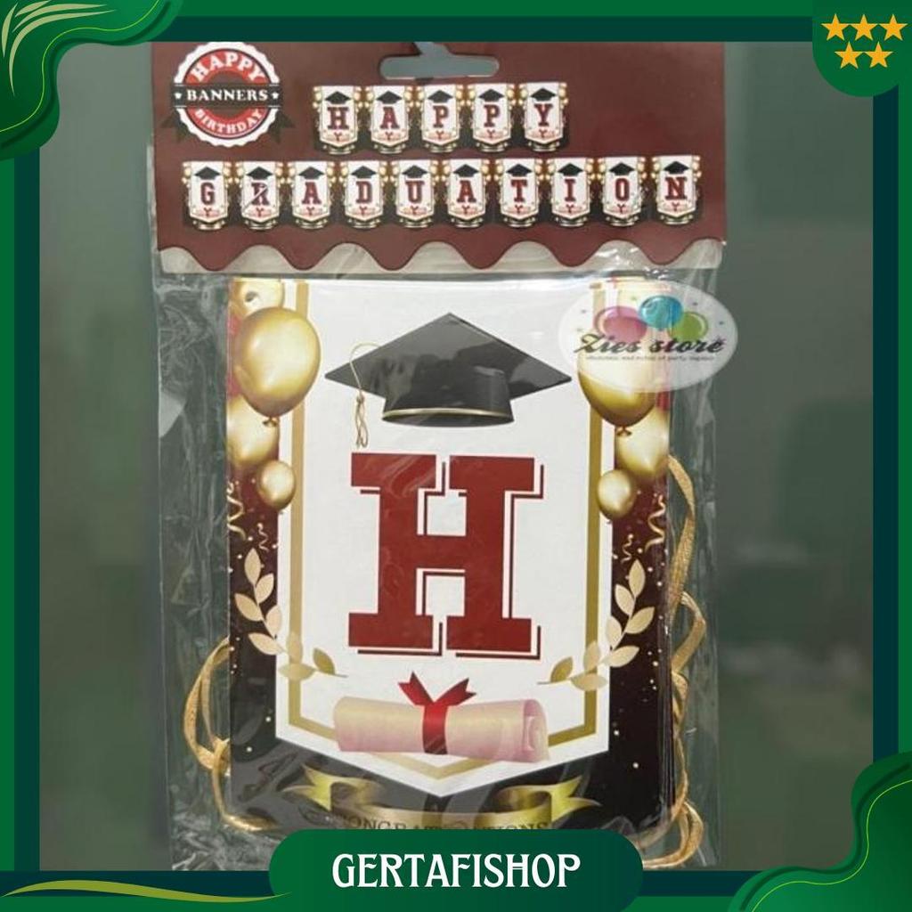 Banner Happy Graduation / Bunting Flag Wisuda Motif Toga Zs Ori