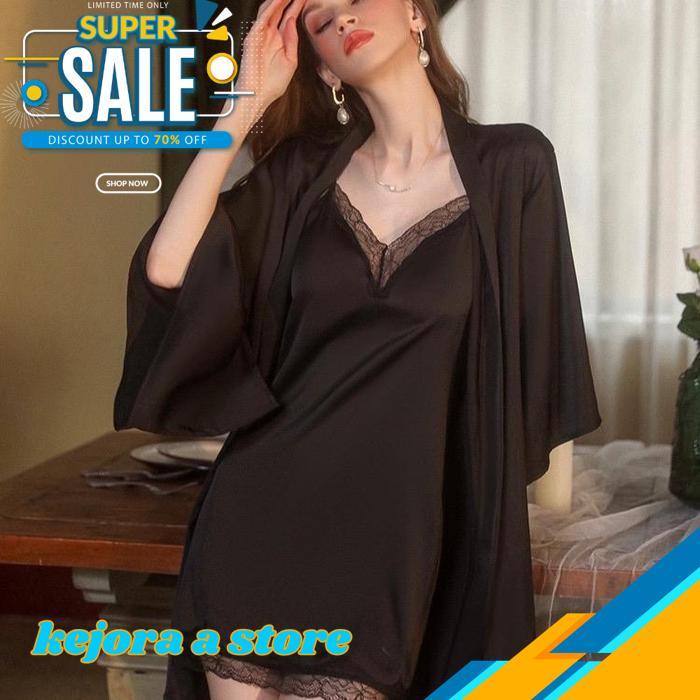 BAJU TIDUR WANITA DEWASA / SLEEPWEAR KIMONO SATIN 2IN1 / BAJU TIDUR KIMONO SATIN 240 BY KEJORA STORE