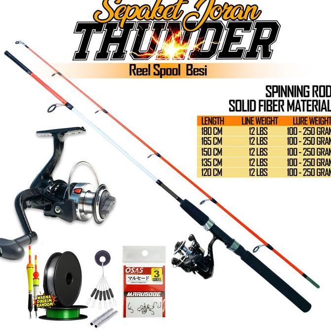 Joran Pancing  X-BLADE Thunder Black Dog dan Nozawa Sambung 2 Fiber Solid Murah Set Lengkap COD Grat