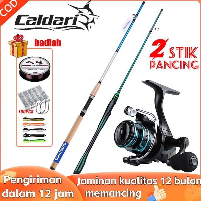 Paket Pancing Lengkap Caldari Terbaik, 2 Stik Pancing Kualitas Premium, Sesuai Semua Perairan (Laut,