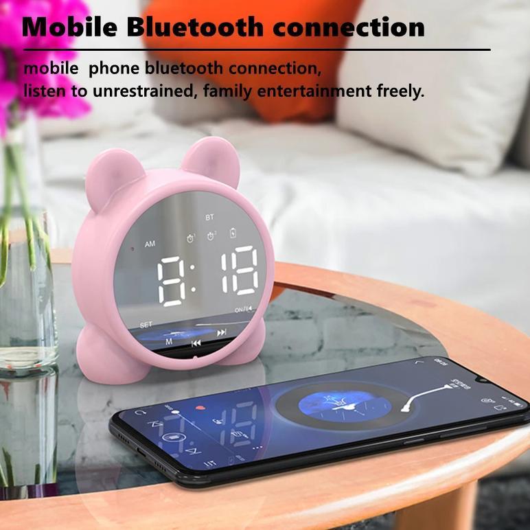 Bluetooth Mirror Table Clock Kids Alarm Clock Cute Cat Digital Alarm Clock For Kids Bedside Clock Ch