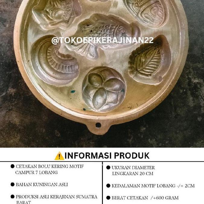 Cetakan Bolu kering lobang 7 motif campur asli kuningan