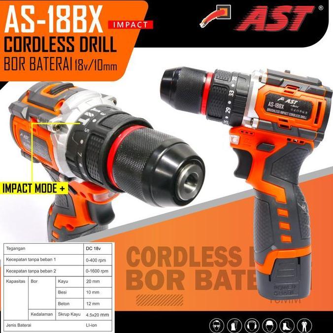 AST Cordless drill bor baterai 10mm AS18BX