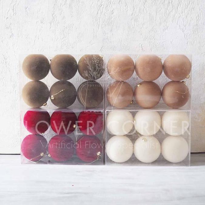 Dekorasi Natal Ornamen Bola Velvet Rustic Premium Set 6 Pcs - 10 CM (AN25113, AN25124, AN25125, AN25
