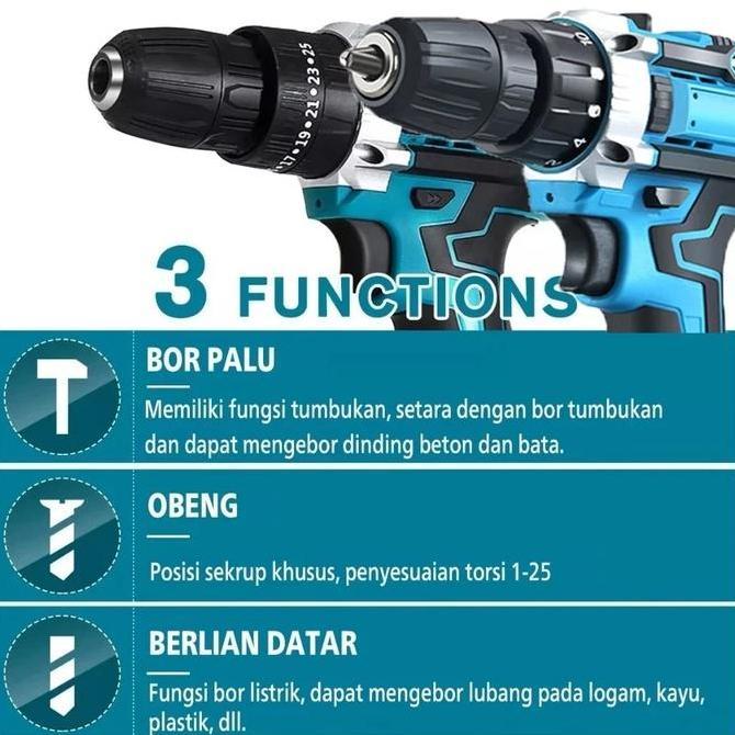298VF Mesin Bor Impact Drill bor listrik Bor baterai Cordless Drill Bor Listrik Set Bor lengkap mesi