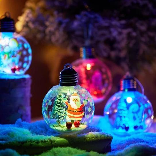 Lampu LED Bola Natal 8CM Hiasan Pohon Natal Gantungan Bola Natal