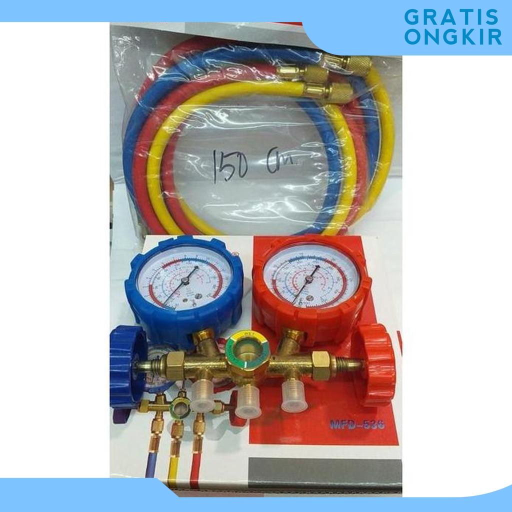 Manifold Double R22 + Selang R22 150Cm