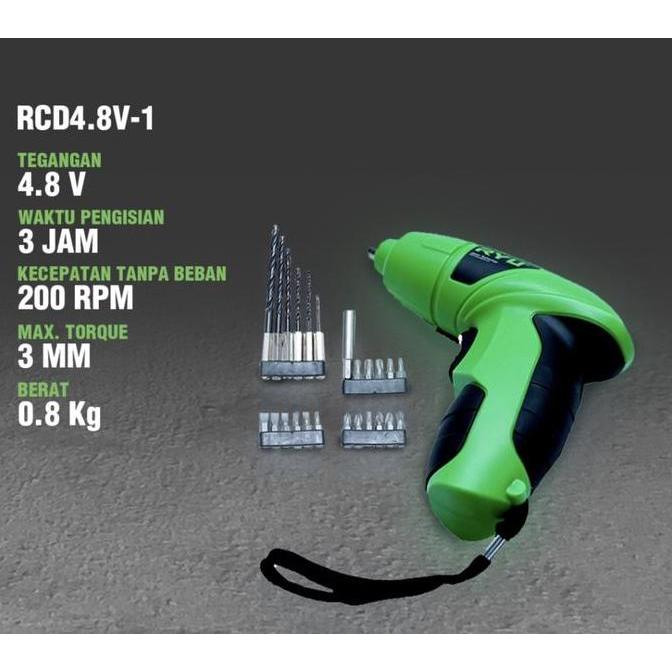 RYU CORDLESS DRILL RCD 4.8 V-1 / MESIN BOR CAS BATERAI RCD 4.8V1