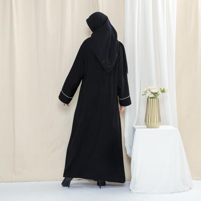 Abaya Khalifah by Gerai Aulia Jetblack Polos Gamis Turki Wanita Terlaris