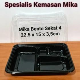 [50 SET] Mika Bento Sekat 4 Polos HIPS dan PET / Tray Bento Sekat 4 Polos / Box Bento