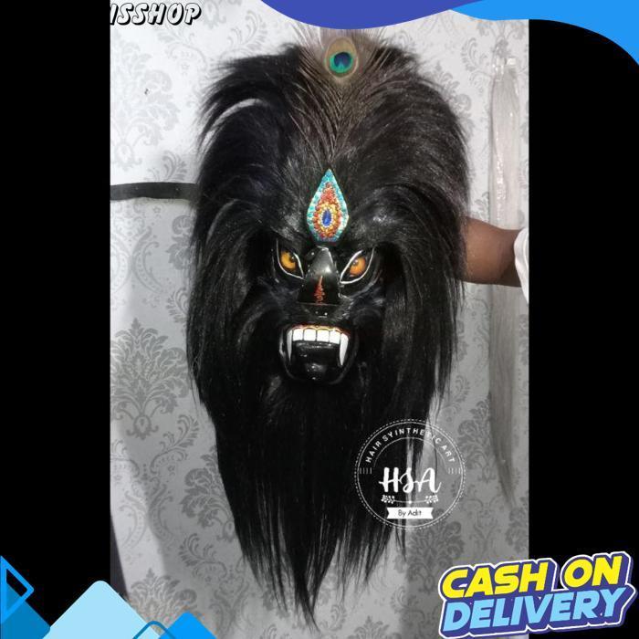 Topeng Ganongan/Topeng Bujang Ganong Mata Kaca Full Hitam [Br 1111]