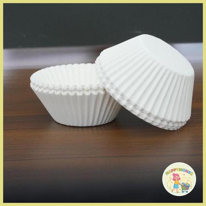 (HMOM2) PAPER CUP MUFFIN CUPCAKE PUTIH POLOS/KERTAS ALAS ROTI KUE ANTI LENGKET KESUKAAN BUNDA MAMA M