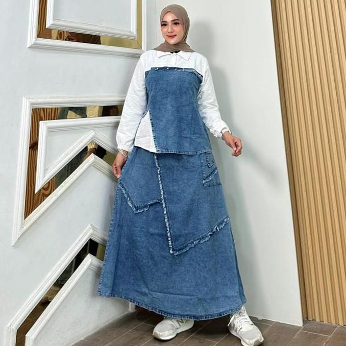 Aiko One Set Jeans Fashion Muslim Wanita Kekinian