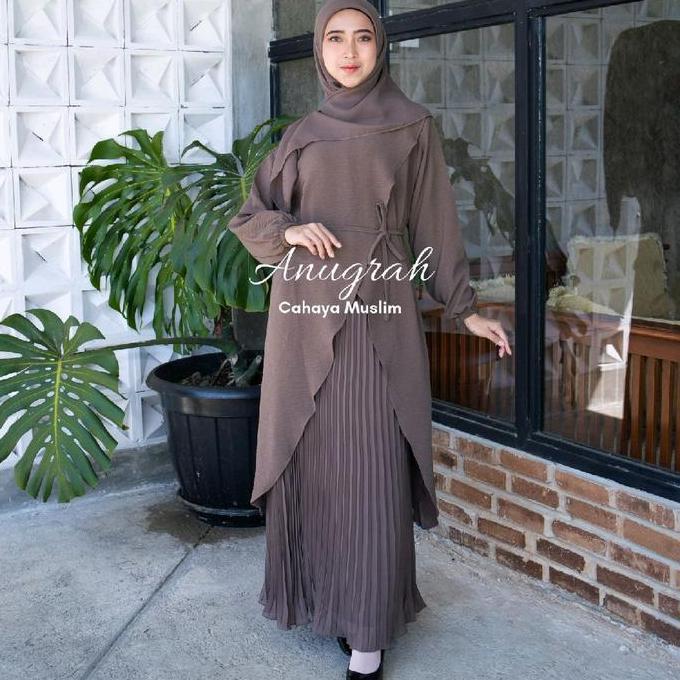 Marwa-One Set Rok tunik rok plisket plus hijab