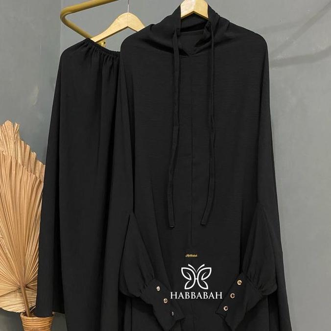 (Bergo+Rok) Zahira One Set Crinkle Airflow Syar'i Set/One Set Haji Umroh