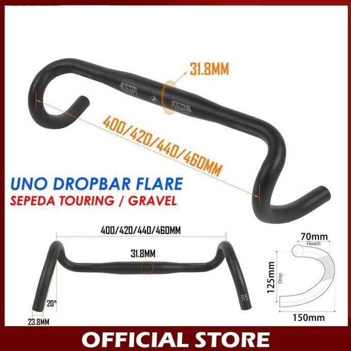 NEW - UNO FL12 Dropbar Flare Stang Sepeda Gravel Touring Roadbike Alloy