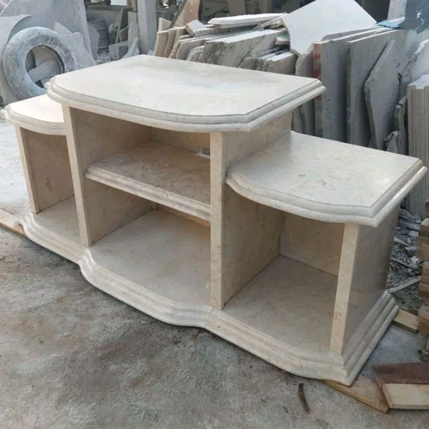 Bivet meja rak tempat tv || Meja konsol tv batu marmer putih 160x60