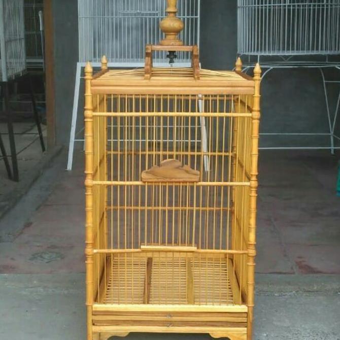 TERBARU - Kandang burung kotak no 2 pernisan kayu jati
